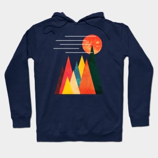Minimalist Abstract Nature Art #5 Linear and Colorful Mountains Hoodie
